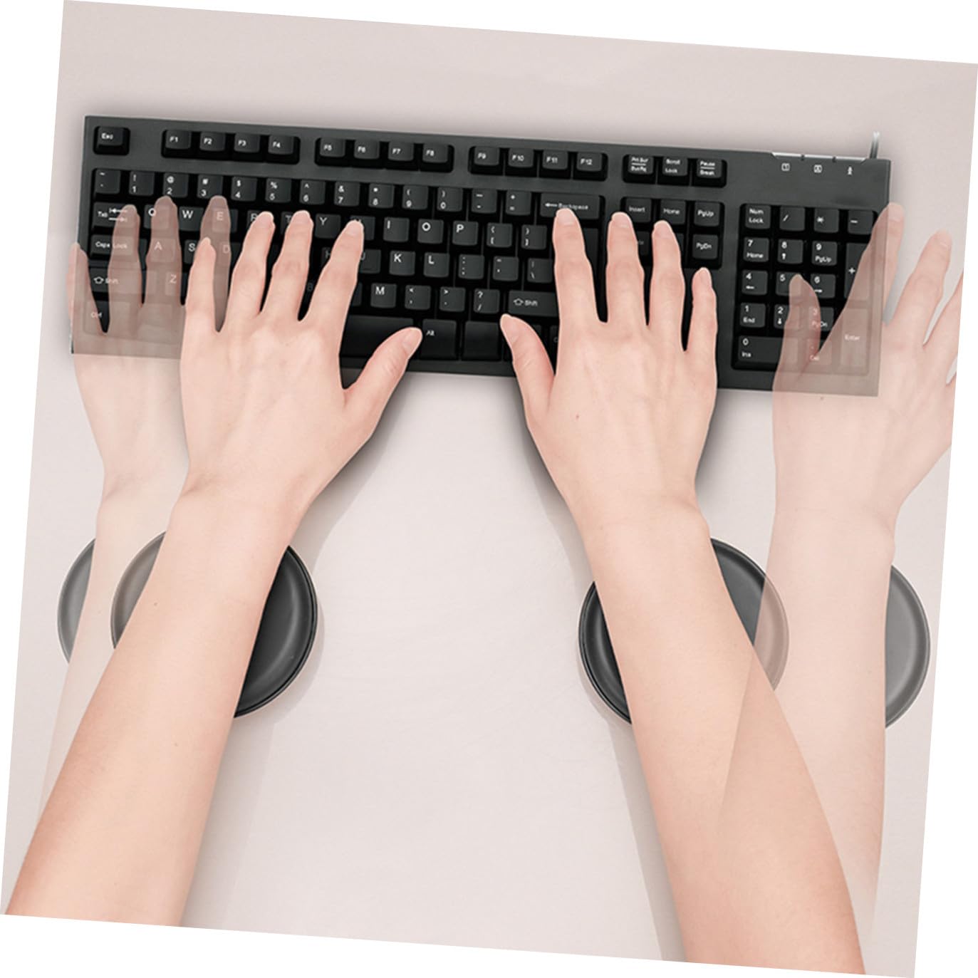 Poggiapolsi per Tastiera e Mouse in Pu Nero Leggero e Comodo, Supporto Ergonomico per Polso, per Ufficio e Gaming Design Rotondo