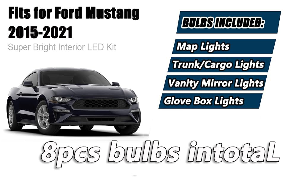 Kit 8 luces LED interiores para Ford Mustang 2015-2021 miniatura 2