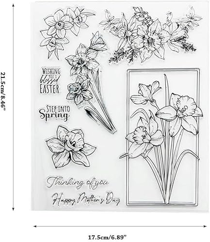 Miniatura 3 de Qoiseys Juego de sellos y troqueles transparentes de flores para hacer tarjetas, plantillas cortadas para álbumes de recortes, álbum de fotos, papel