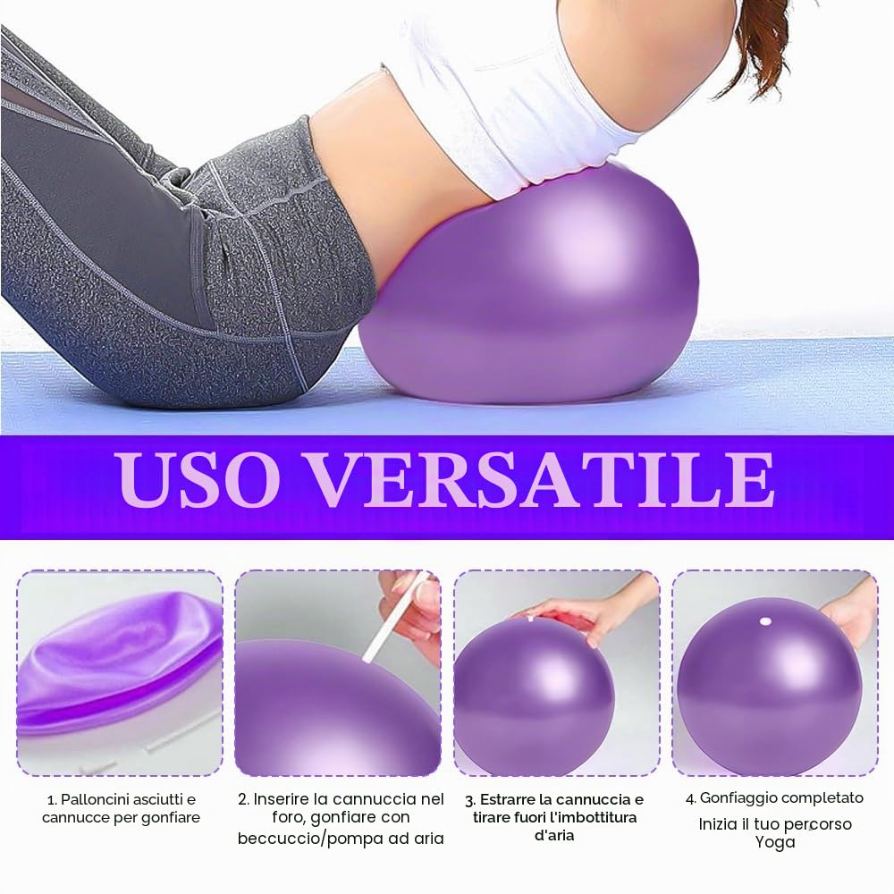 Pilates Essentials Kit, Kit Pilates Completo, Fitness Ring per Esercizi Interni della, Set da Pilates Cerchio Pilates con Palla Yoga (Viola Chiaro)