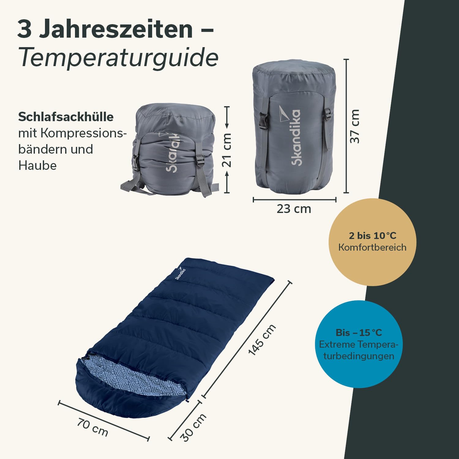 Skandika Dundee Junior Kinderschlafsack | Outdoor Camping Schlafsack für Kinder, Flanell-Innenfutter aus Baumwolle, kuschelig weich, wasserabweisend, Komfortbereich von 13 bis 3°C, 175 x 70 cm