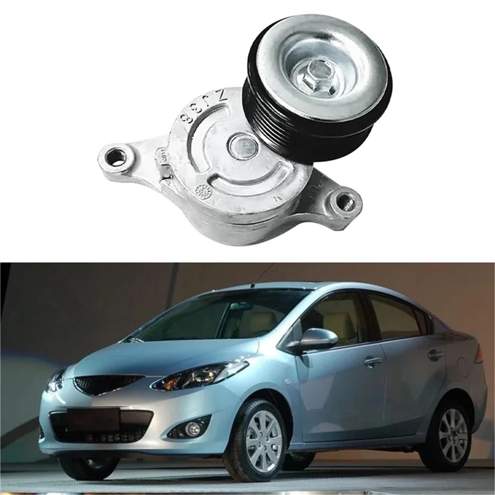 Zespół koła pasowego napinacza paska napędowego do Mazda 2 1,6 l/1,5 l 2007-2015 TA-ZJ38-15-980 ZJ38-15-980C metalowe koło napinające pasa