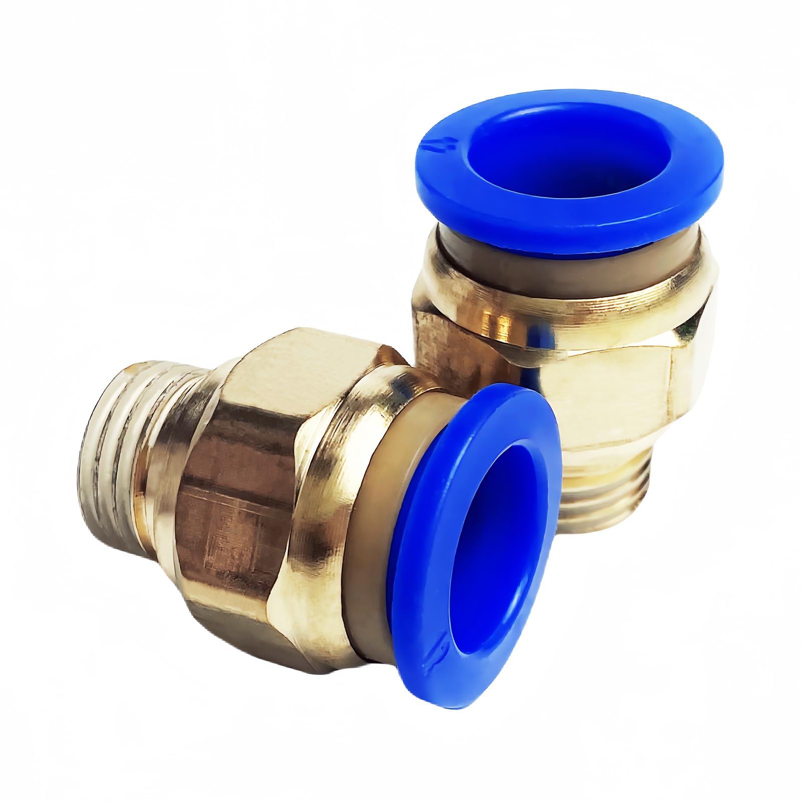 PC12-02 - 100 raccordi a pressione per collegamento, tubo da 12 mm OD x filettatura G da 1/4", raccordo pneumatico dritto, raccordo rapido pneumatico, connettore BSP (PC12-02, blu, 100, PC)