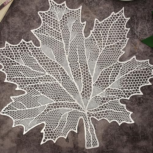 Sets de table argentés creux motif feuilles 41x44 cm lavables pour table de salon - 3