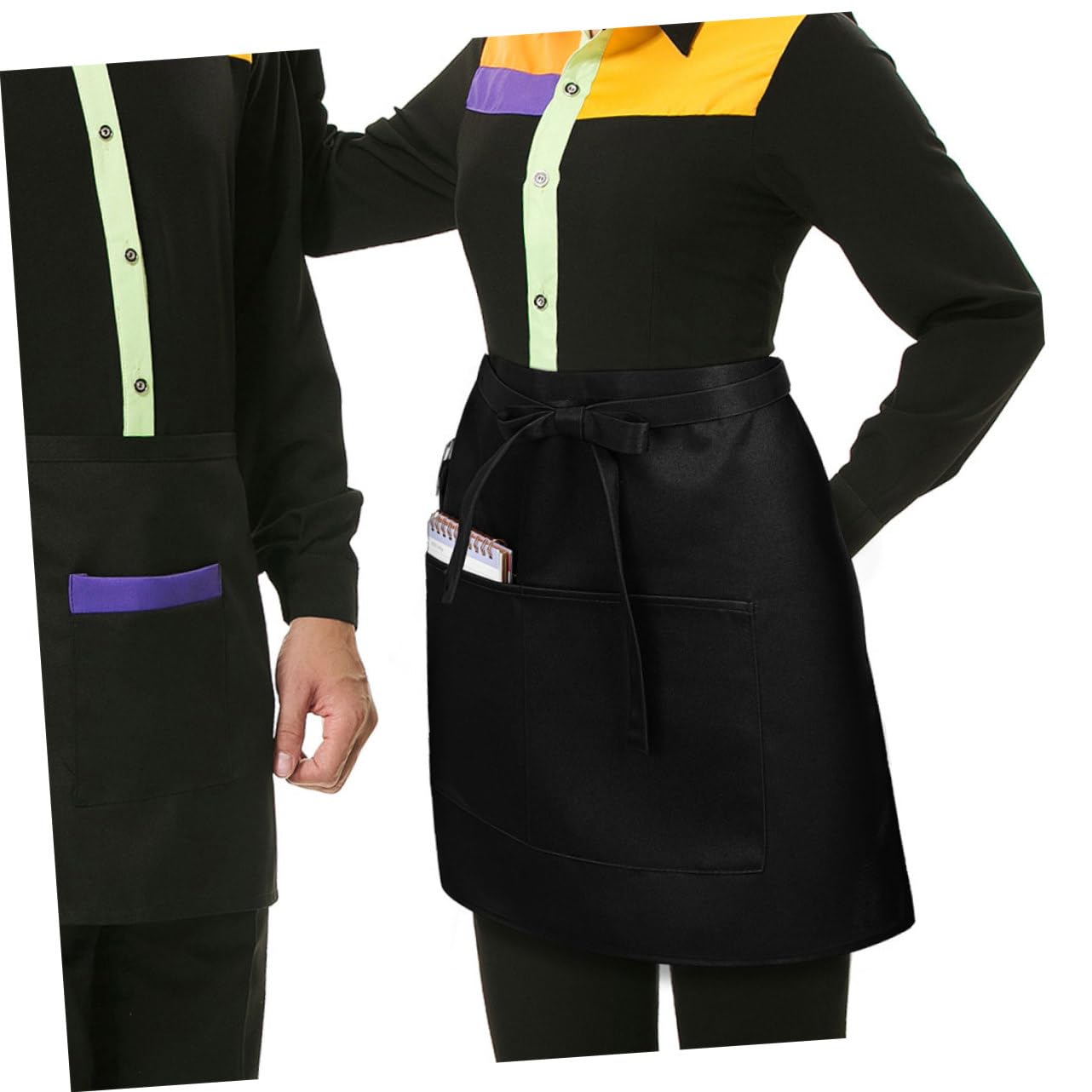 5 Piezas Delantal Corto Unisex con Juego Delantales para y Camareras Diseño Moderno y Funcional para Cafés y Tiendas de Resistente Manchas