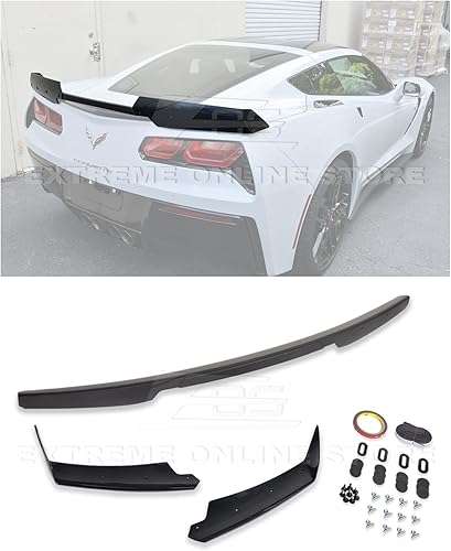 Repuesto para todos los modelos Chevrolet Corvette C7 2014-2019 | Z06 Z07 Stage 2 Style Rear Trunk Lid Wing Spoiler (plástico ABS, imprimación