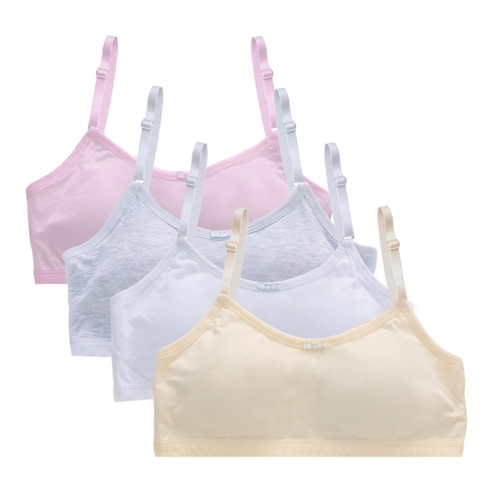 flintronic Pack de 4 Top Interior para Niña, Sujetador Deportivo Infantil, Sujetador Cortos de Niña Algodón sin Almohadillas