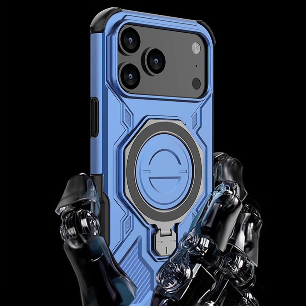 Magnetisch Hülle für iPhone 17 Pro Max/17 Pro/17 Air/17, Dünne Stoßfeste rutschfeste Schutzhülle mit Drehbarer Ringhalter Handyhülle,Schwarz,17 Pro