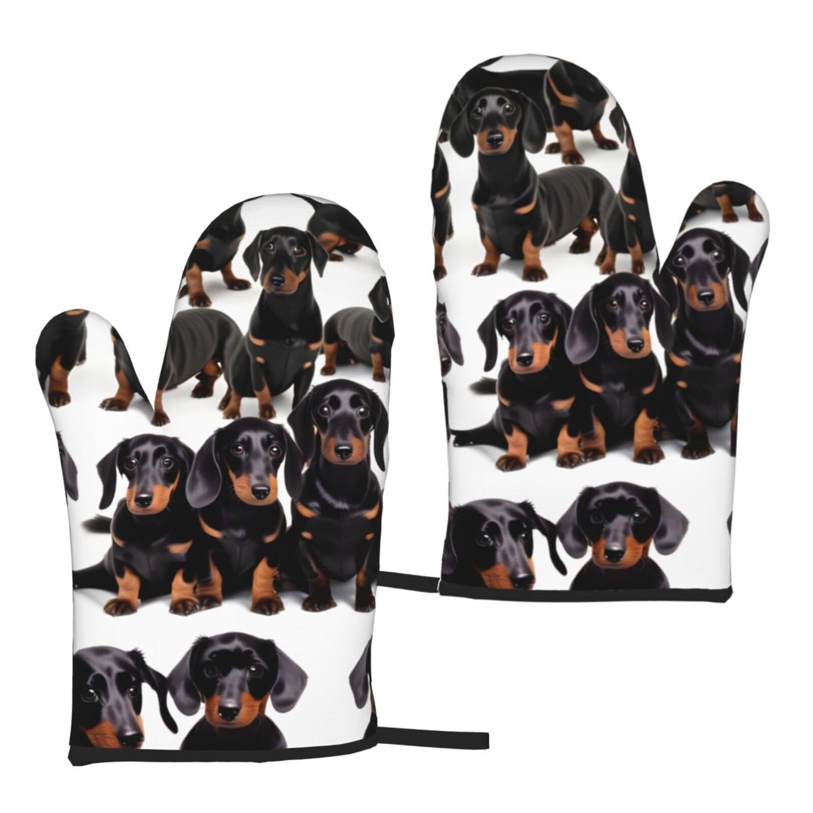 Dachshund Weiner Pet Dog Print Heat Resistant Universal Fit Oven Microwave Gloves Home Cooking Baking Grilling