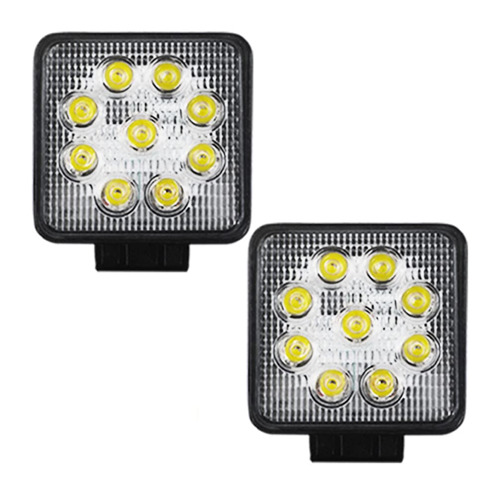 HIKARI Exclusive 27W LED Work Light, Wide Angle LED Work Light, 8V-60V, 9 Row 3200lm, Waterproof, Forklift, Truck, Sign, Fish-Luring Light, Parking Light, Outdoor Lighting, Marine, Set of 2 (A-GL-C02 Black-3 27W 広角