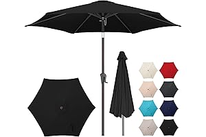 Black 7.5 Foot Patio Umbrella for Sun Protection