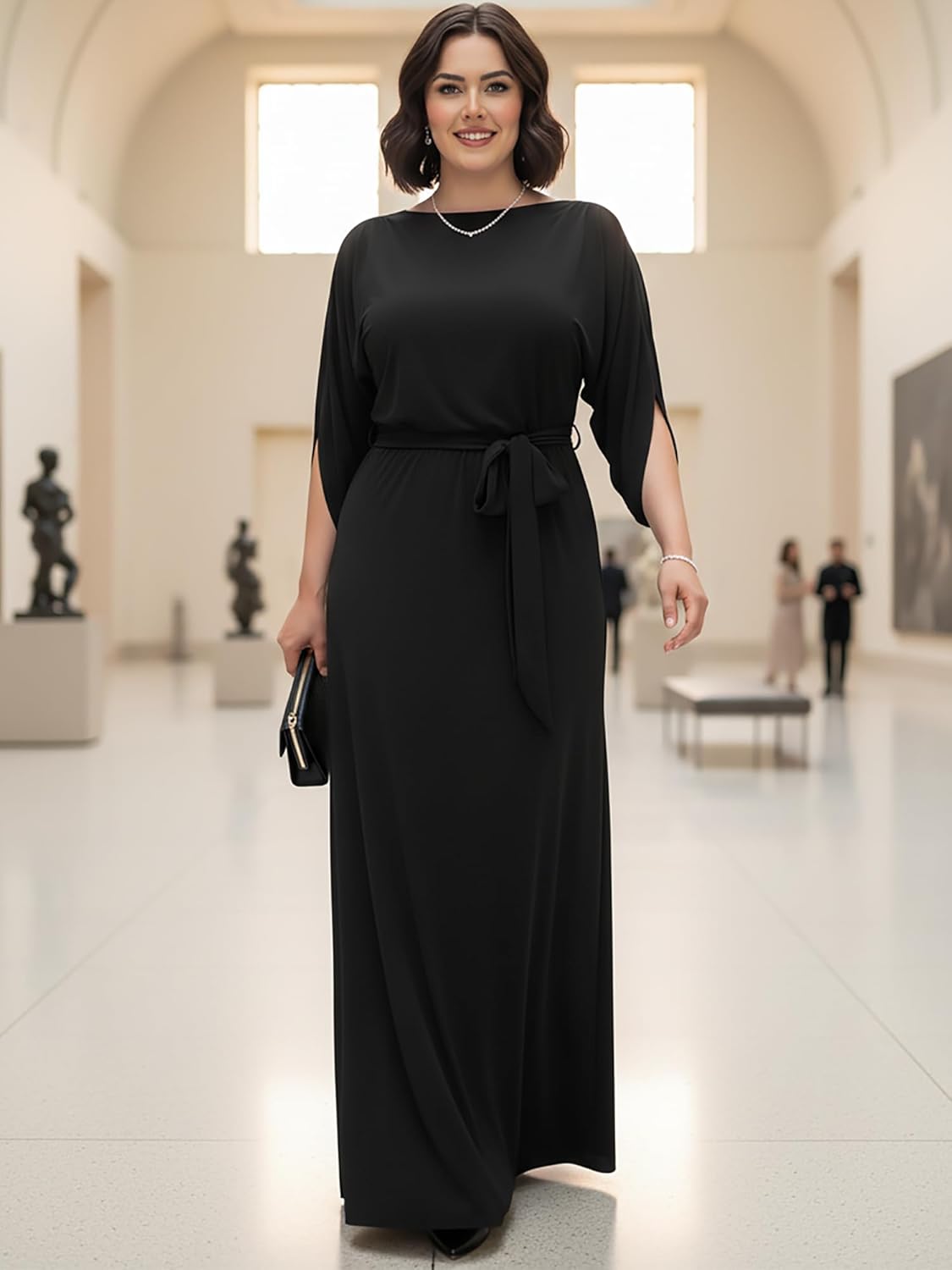 KOH KOH Womens 2026 Flowy Formal Batwing Sleeve Evening Casual Gown - Image 2