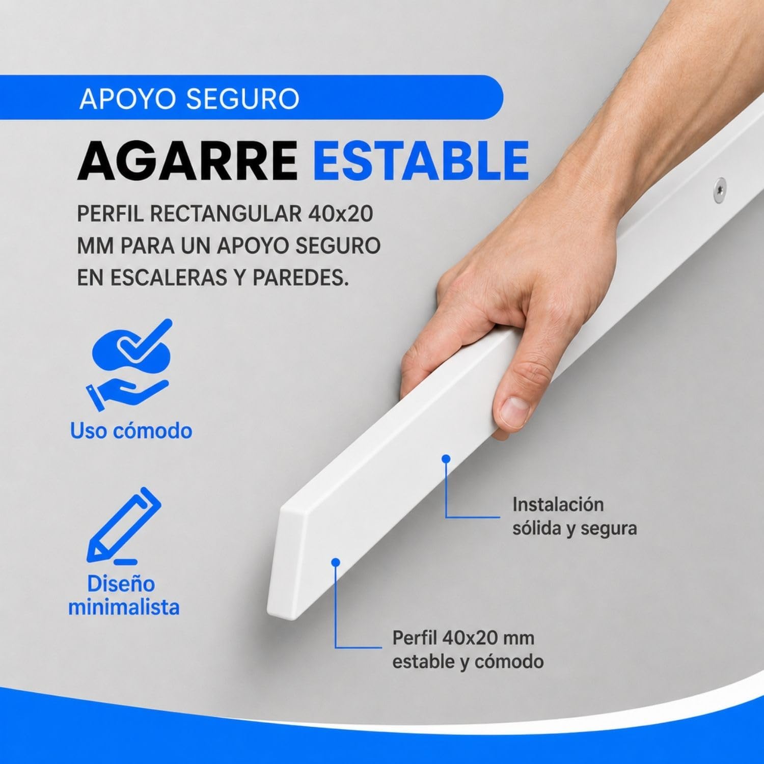 INOXLM - Pasamanos Rectangular 40 x 20 mm de Acero Pintado Blanco | Made in Italy Color Negro | Ideal para Uso en Interiores y Exteriores | Bricolaje (160 cm)