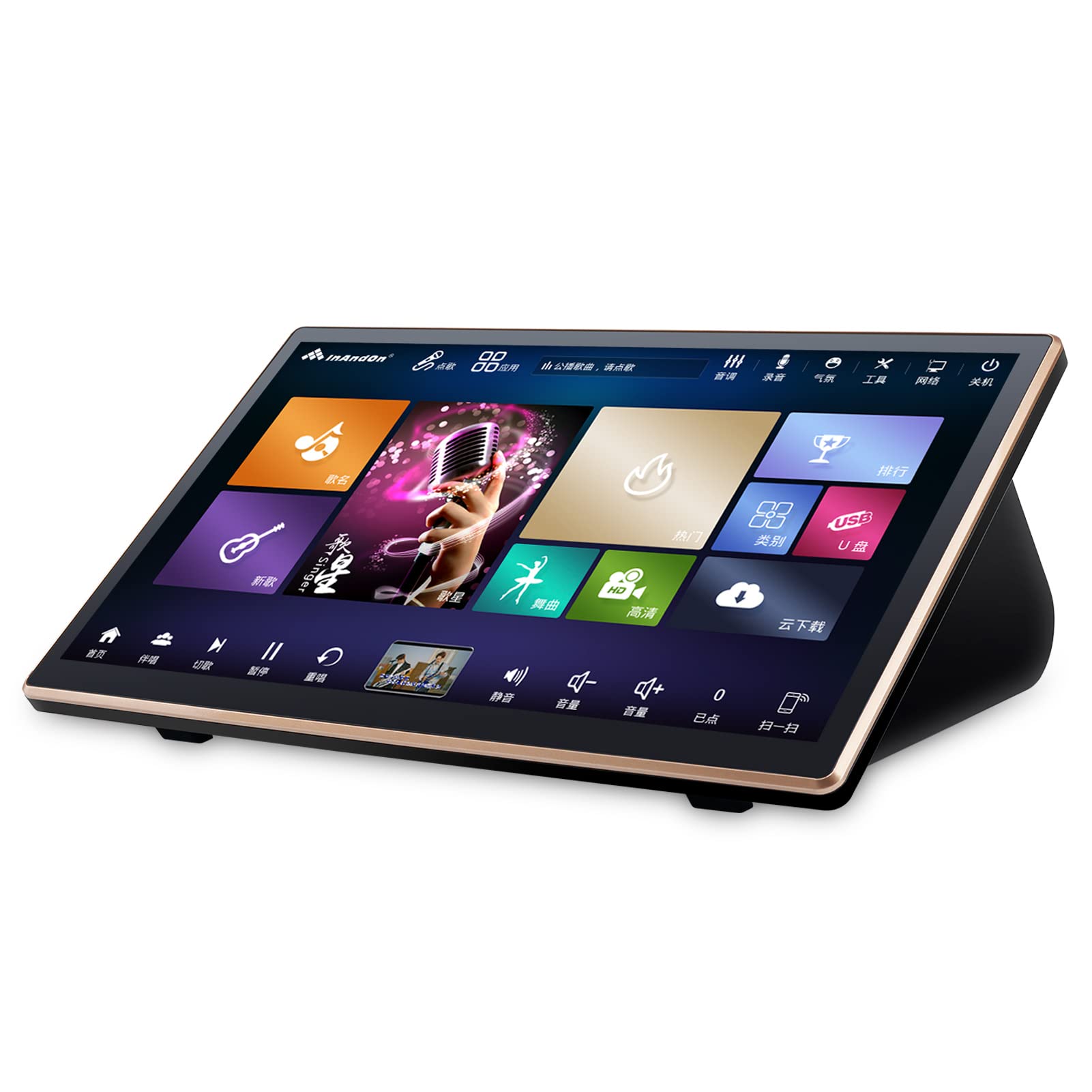 2025 InAndOn Chinese Karaoke System KV-V5 MAX, 18.5 inch Capacitive Touch Screen, 650K Cloud Song Library, YouTube Online Play,8T (Black)