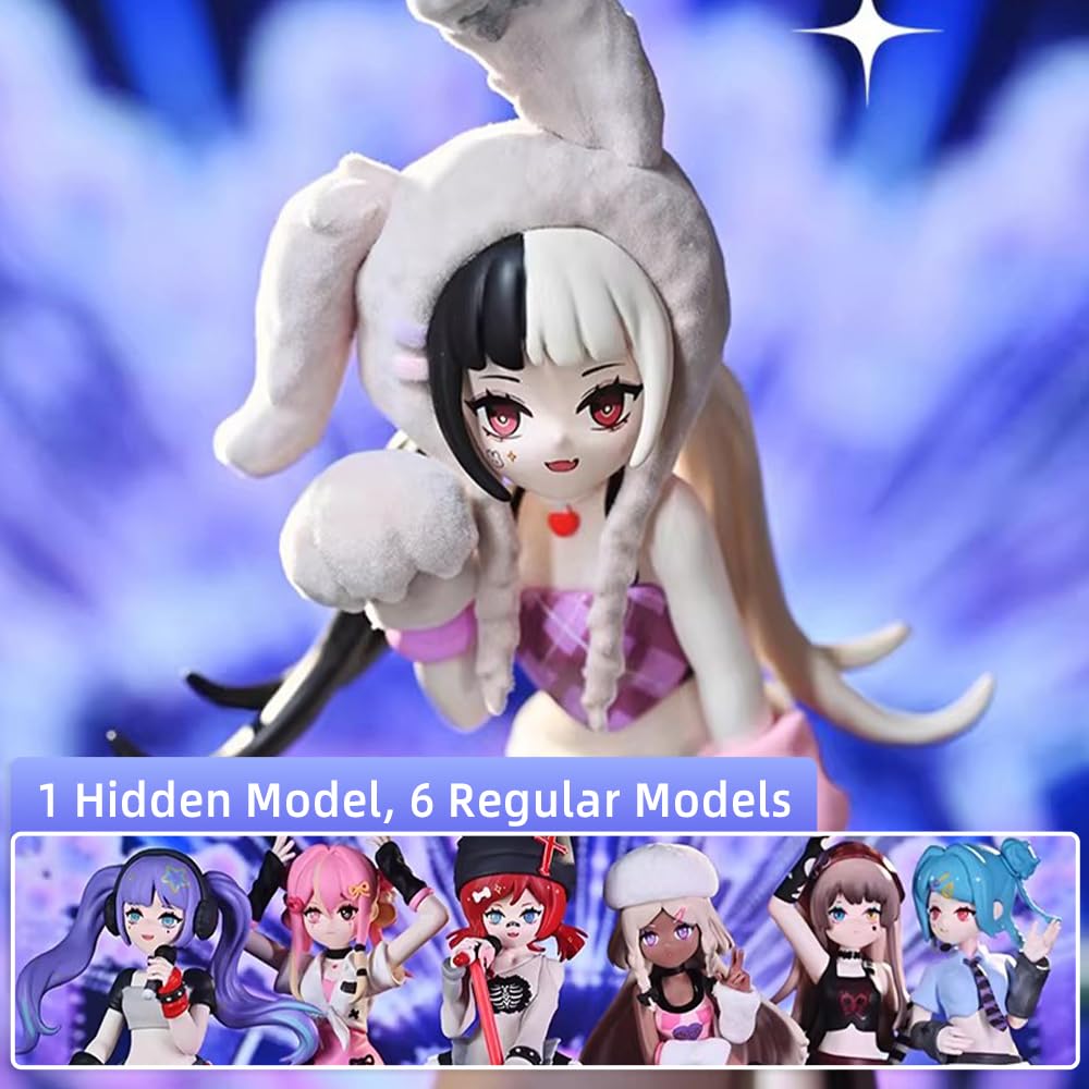 niannyyhouse Anime Blind Box Figur Sammelpuppen Haee Mädchen Musikshow Serie Niedliche Ornamente (6PCs)