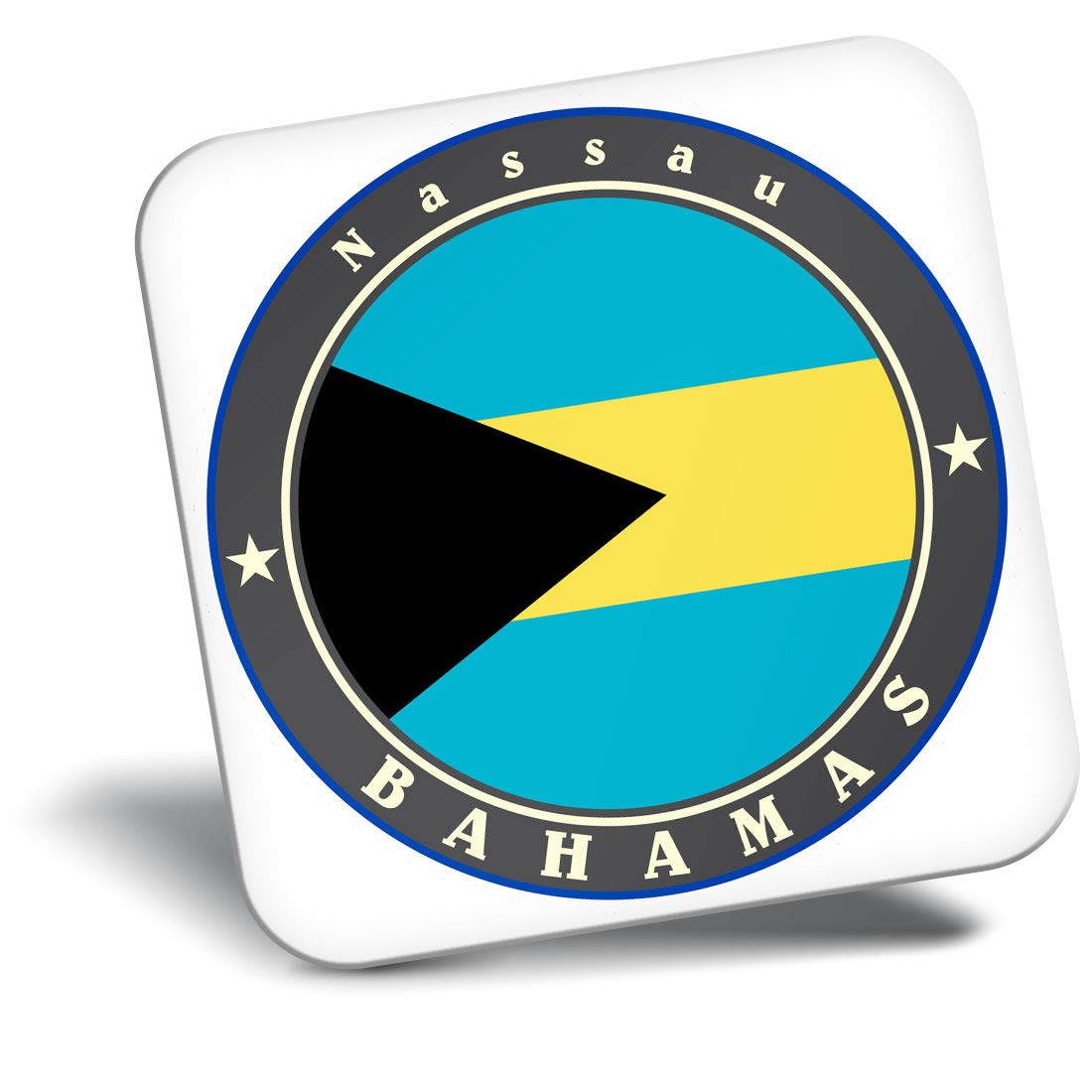 Destination Vinyl Ltd Fridge Magnet - Nassau Bahamas Flag Travel Stamp 5039