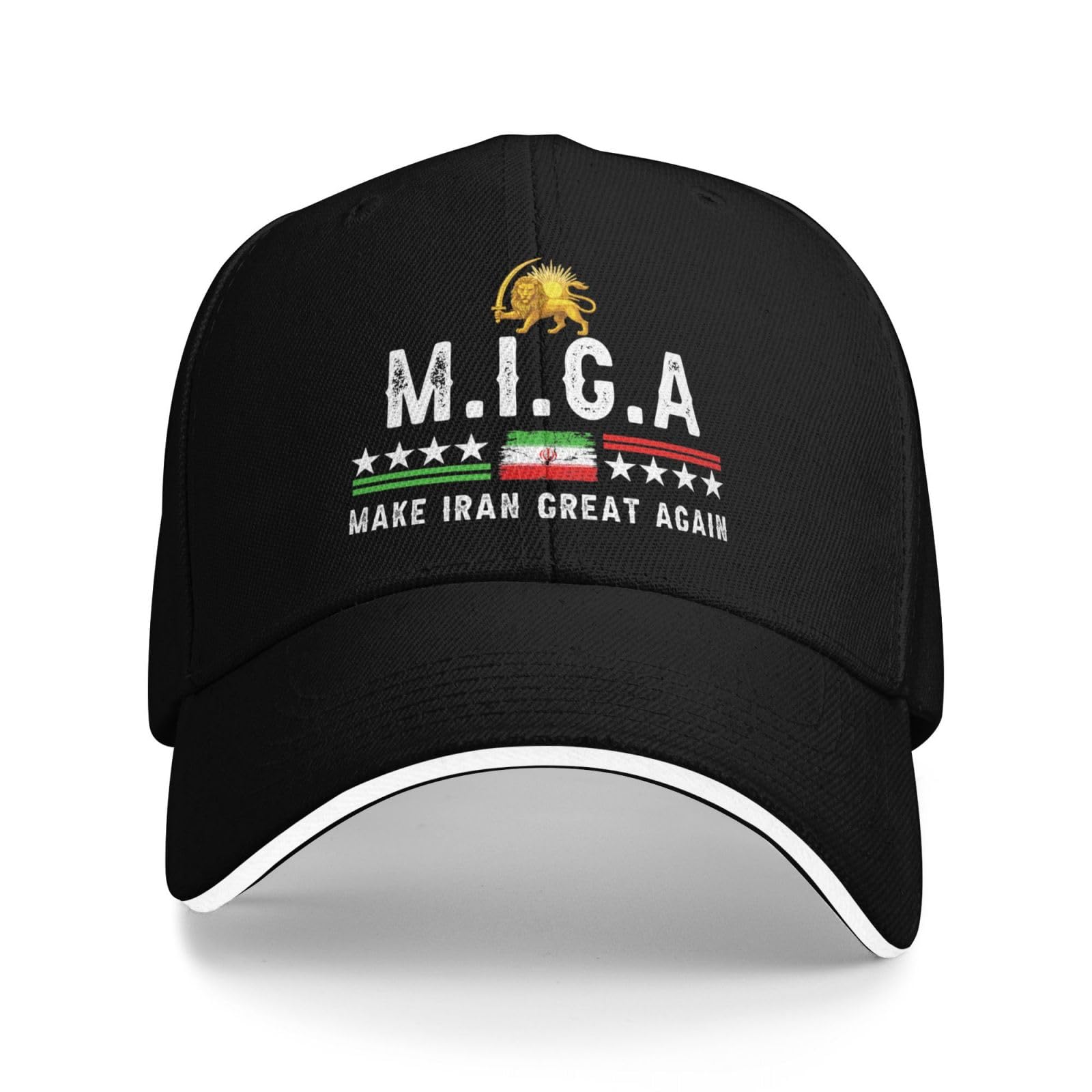 Make Iran Great Again Hat Old Iran Persian Flag Lion and Sun Hat Cap for Men Women Black