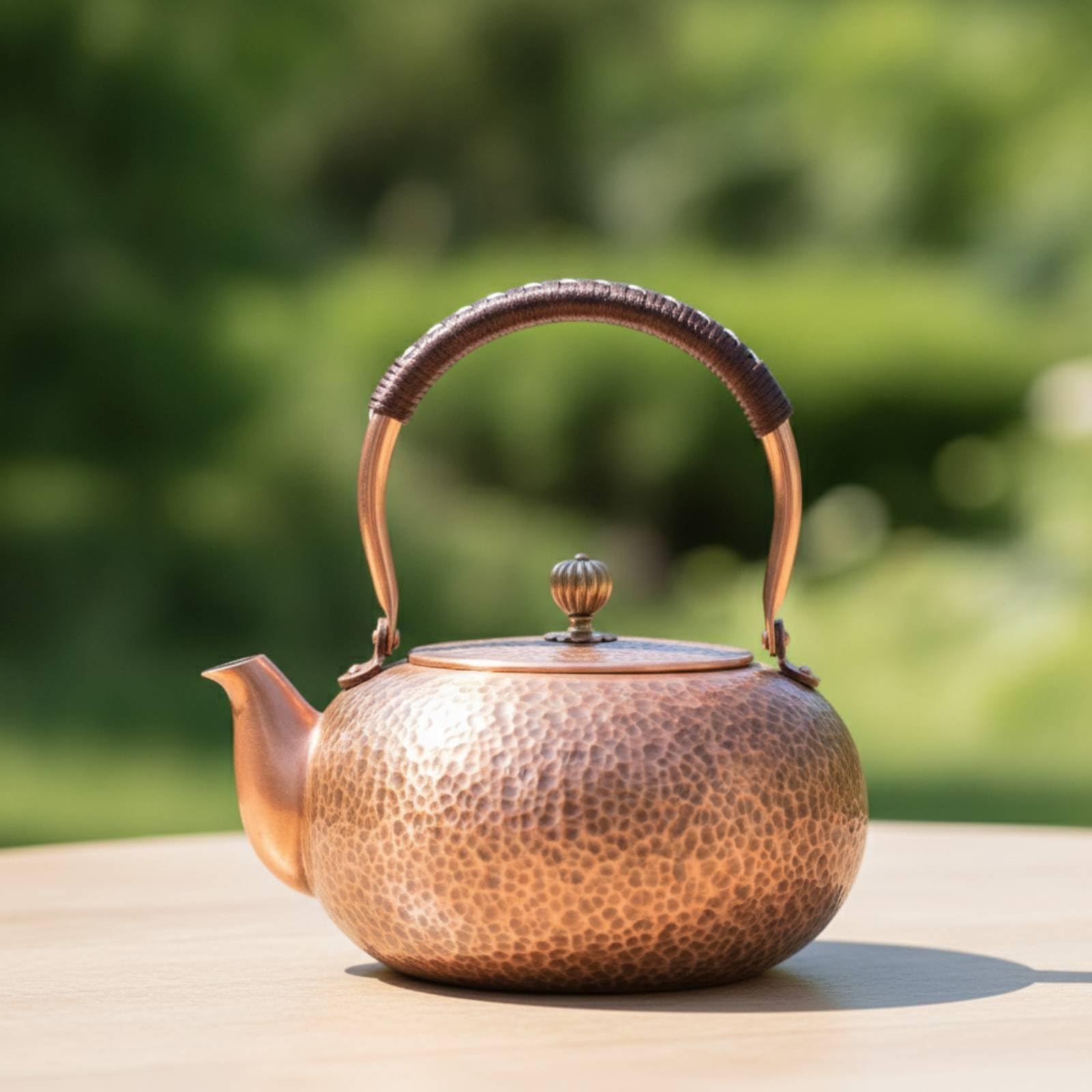 Tetera con Asa Resistente Tetera Cobre Sencillo Hervidor para Aficionados l Té Té, 1200ml, Tetera De Tambor [Estilo Envejecido]