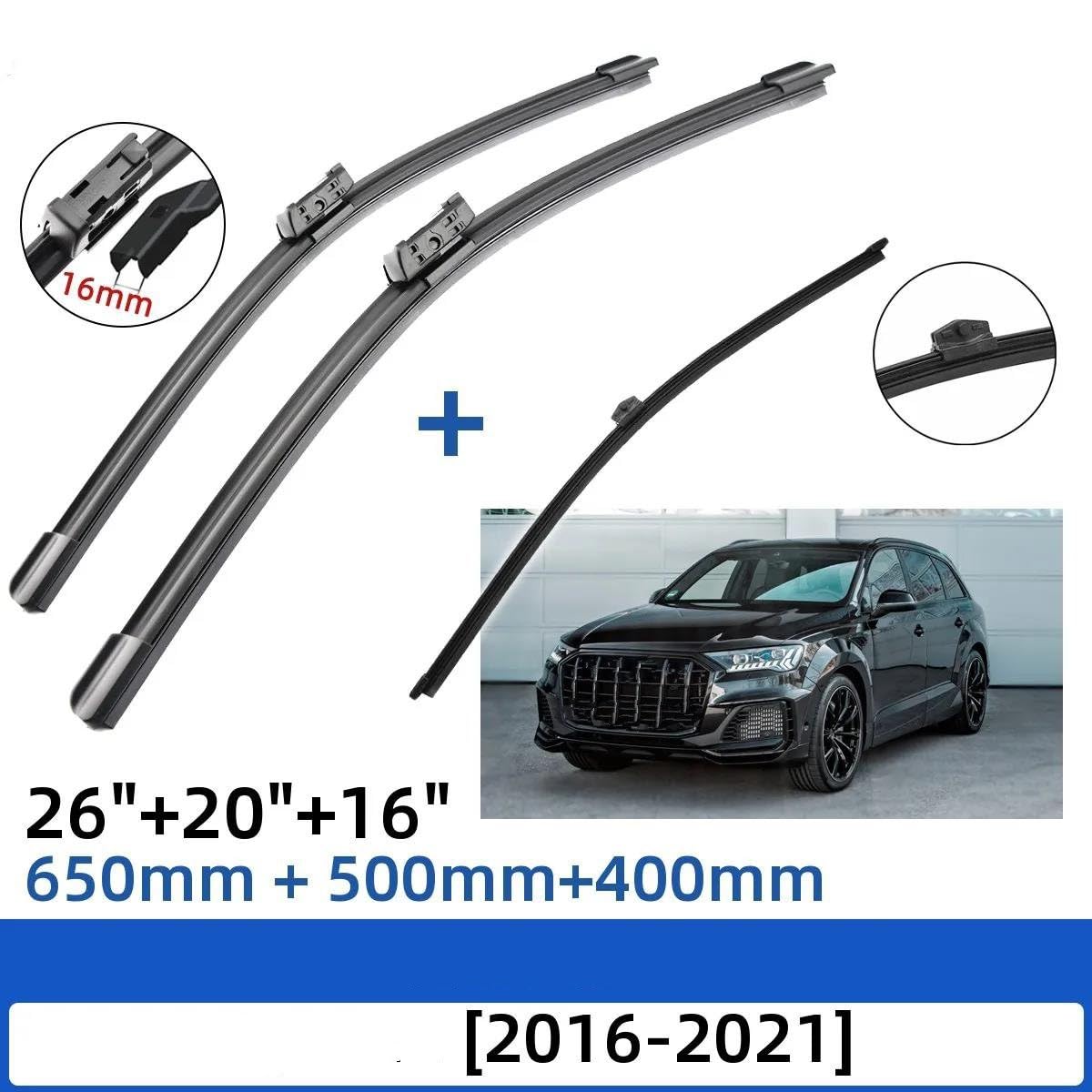 Tergicristallo per Auto per A-UDI Q7 4M 2016 2017 2018 2019 2020 2021 26 "+ 20" + 16 "Anteriore Spazzole Tergicristallo Posteriori Parabrezza Parabrezza Finestra