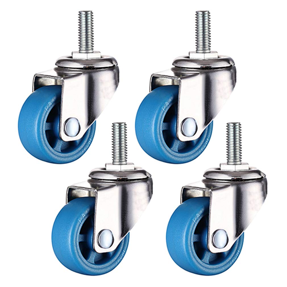GYRAZXS Heavy Duty 4X Furniture Caster Wheels with Brakes M10 Bolt Mount Nylon Swivel Casters 200Kg Capacity Mute and Universal 1.25 Inch