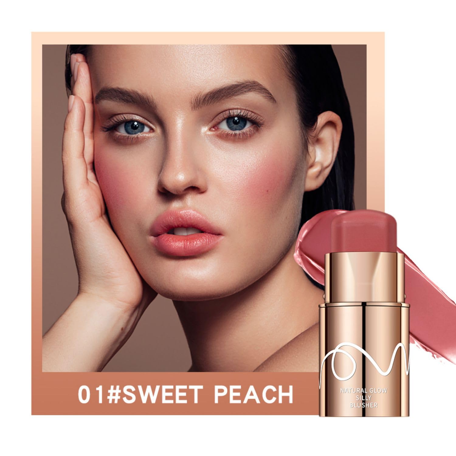 Cream Blush Stick for Cheeks, Multi-Use Lip and Cheek Tint, Waterproof Blush Face Stick, Matte Finish Lightweight Blush Stick for Cheeks and Lips, Blush Beauty Wand Makeup Stick for All Skin Tones
