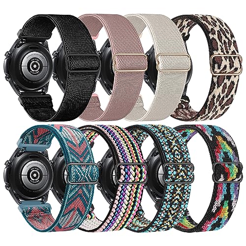 Lzwldan 8 Pack 22mm Watch Bands Compatible with Samsung Galaxy Watch 3 Band 45mm/Galaxy Watch 46mm Bands/Samsung Gear S3 Frontier/Classic/Ticwatch Pro 3,Soft Elastic Nylon Bands for Men Women