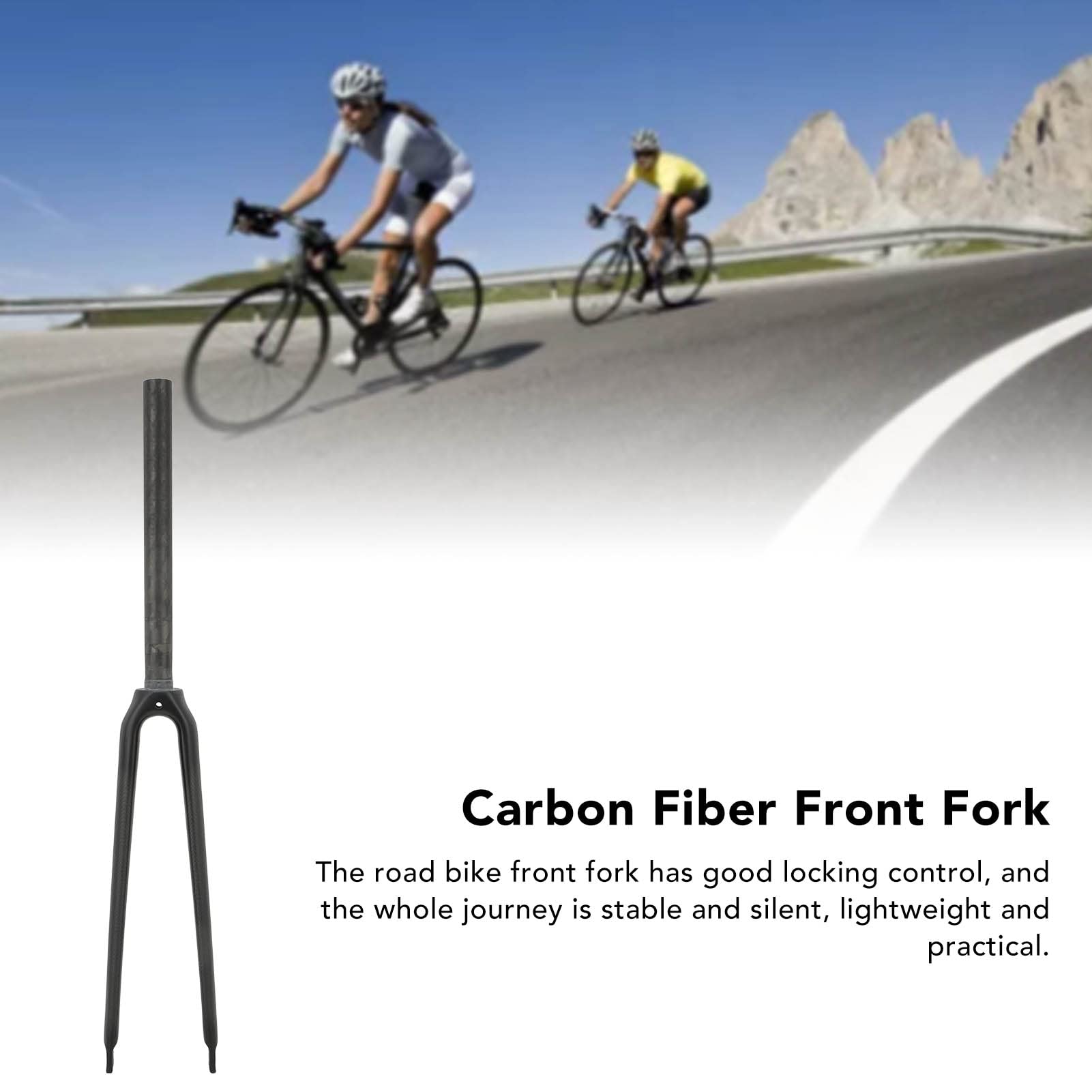 Forcella per Bici da Strada 700C, Forcella Rigida in Fibra di Carbonio, Strisce 3K Sgancio Rapido C Cerchione Freno Forcella Rigida Tubo Dritto, Forcelle Anteriori Superleggere Mountain Bike