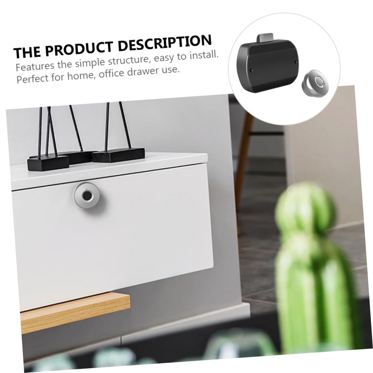 OSALADI 1pieza Cerradura De Drawer Inteligente Usb Recargable Huella Dactilar Seguridad Para Oficina y Hogar Material Durabilidad Consumo Energético