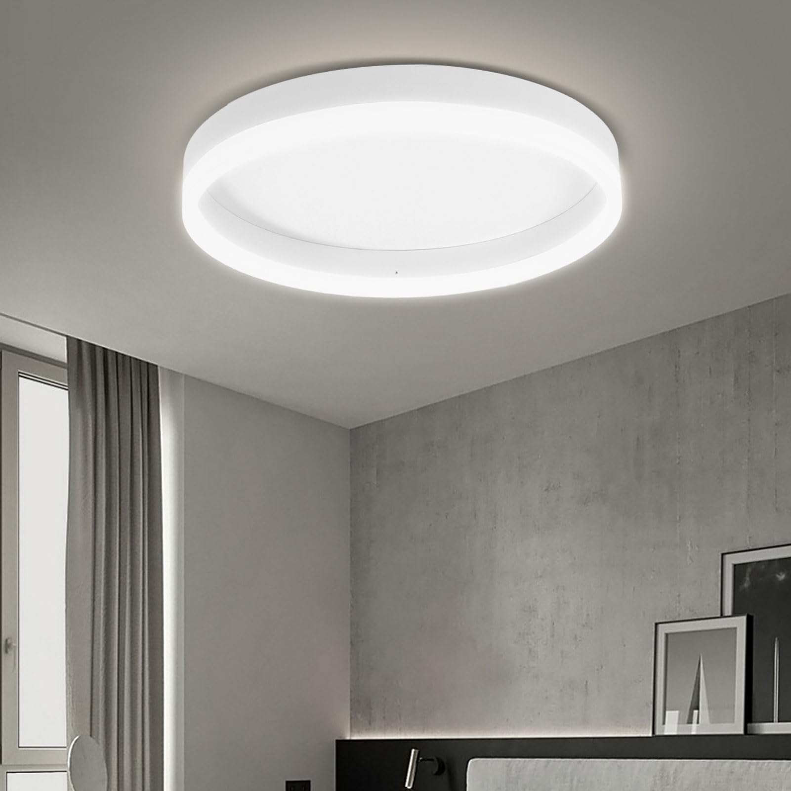 Hyuduo Sufitowa LED, ściemniana Sufitowa do Montażu Podtynkowego z Pilotem Aplikacji, Okrągła Oprawa Oświetleniowa CRI 90 do Kuchni w Sypialni, żywotność 45000 Godzin Nowoczesny Dom