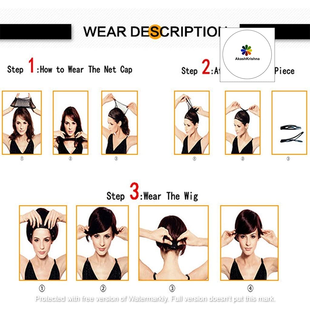 Akashkrishna Fashion Women Full Head Short Hair Wig For Women Pk style Hair Wig japnese fiber Synthetic hair wig black Wig With Free WigCap 3