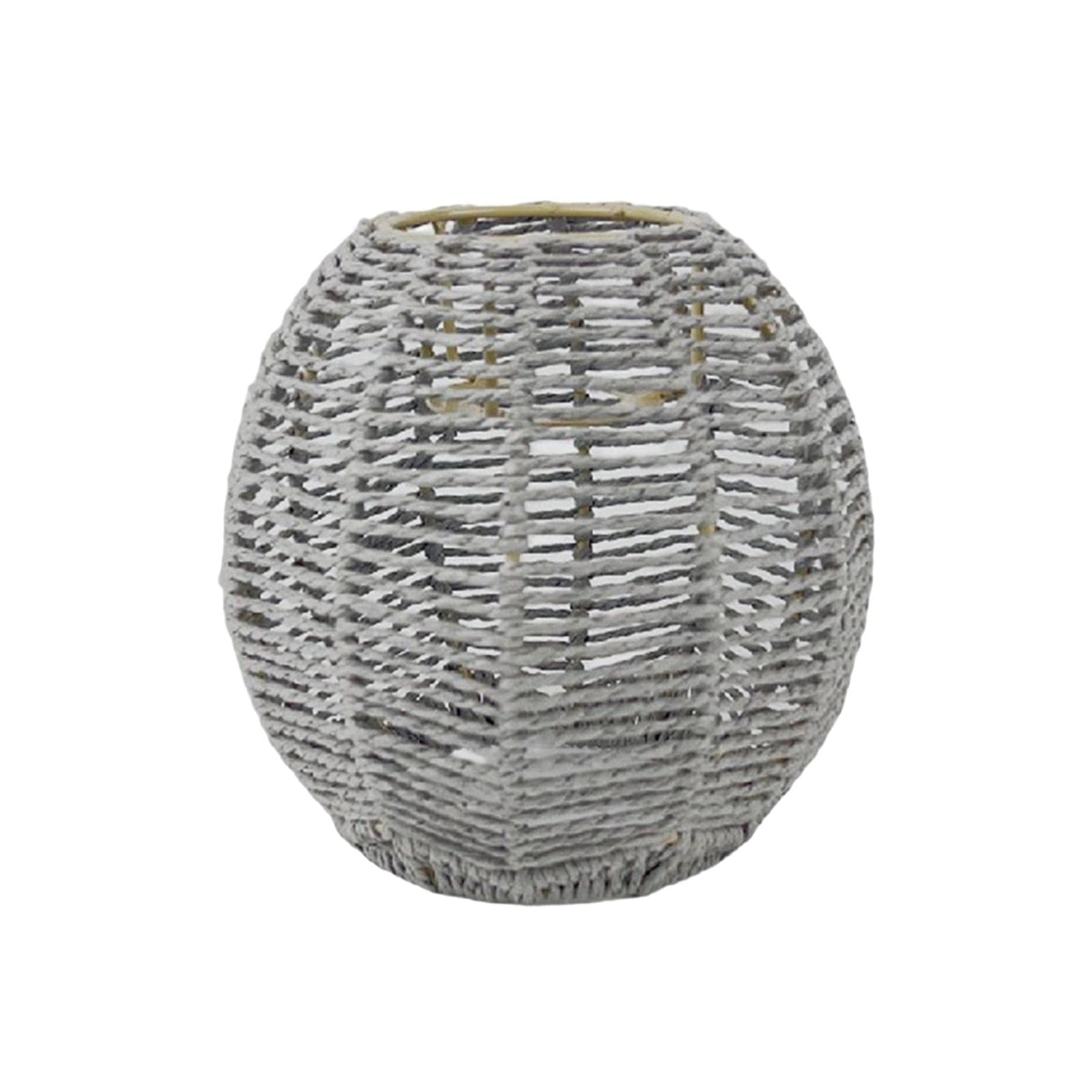 LOVIVER Pendant Lamp Shade Retro Lighting Fixture Woven Rattan Ceiling Light Shade Wicker Lampshade for Hotel Kitchen Dining Room Decoration, Round Gray