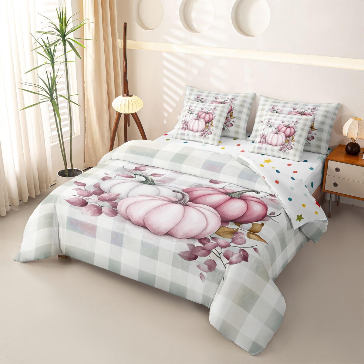 Homewish Herbst Bettwäsche Set 7teilig 220x240