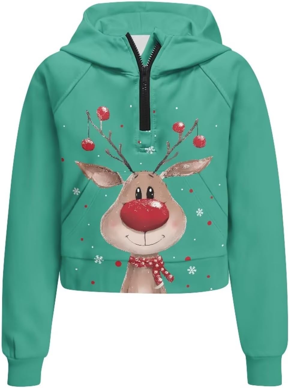 Girls Half Zip Sweatshirt Long Sleeve Crop Pullover Tops Kids Hooded Neck Winter Fall Hoodies with Pocket
