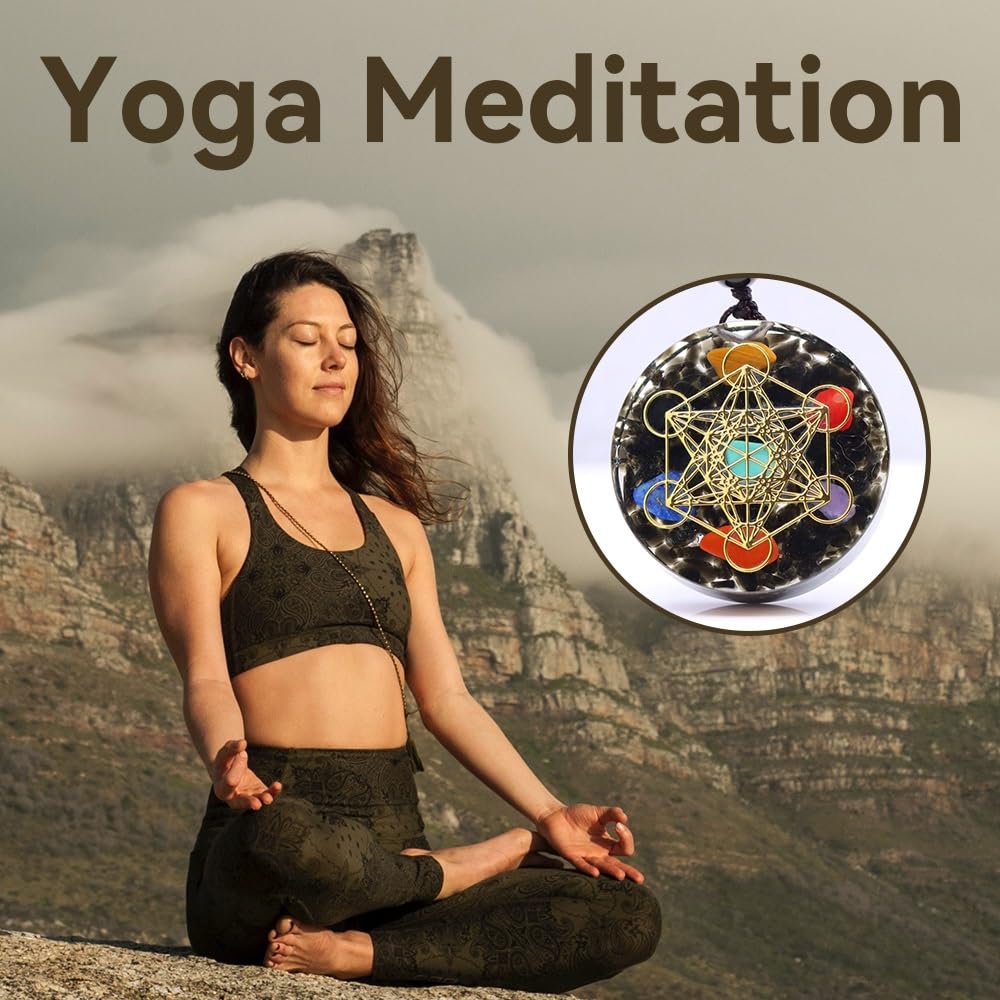 Orgon Metatron Würfel Merkaba Halskette, Heilchakra Kristall Stein for Yoga Meditation,Schwarz