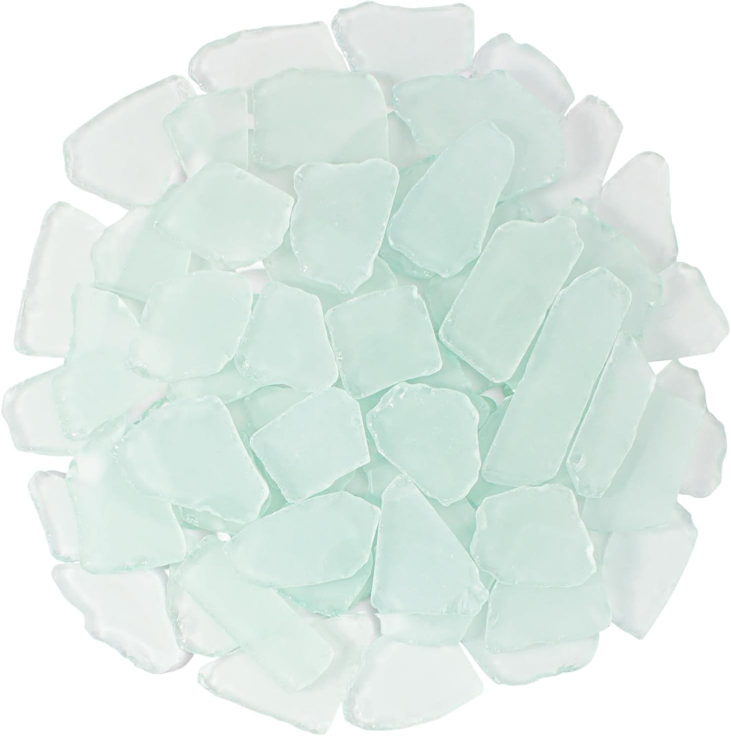 Keedolla Tumbled Sea Glass for Crafts - 40 OZ White Flat Frosted Seaglass Pieces for DIY Art Crafts, Vase Filler, Beach Weddings, Aquarium and Home Decor