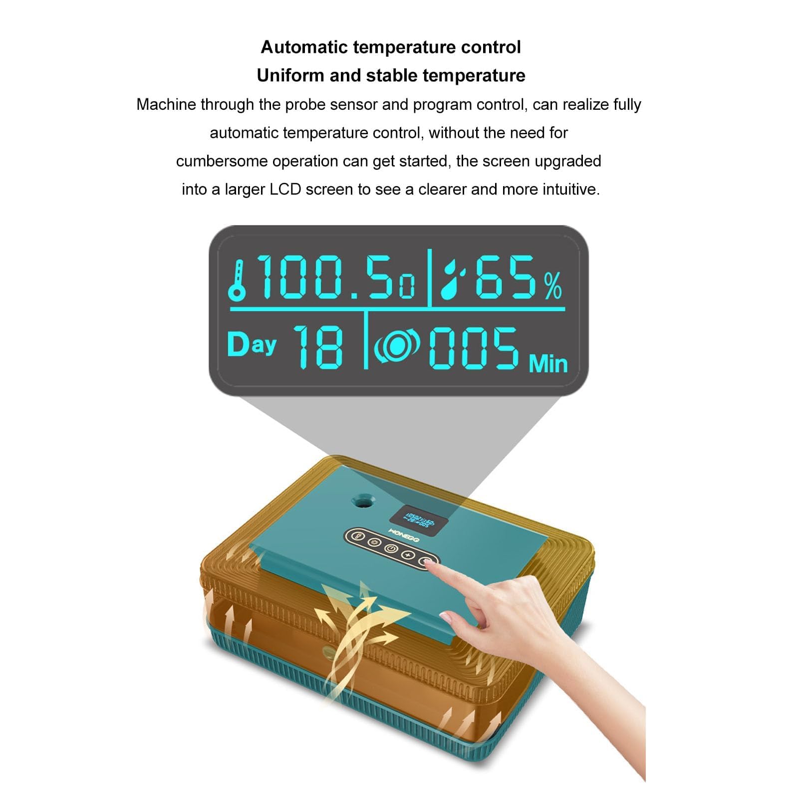 XHTLLO Chicken Egg Incubator Fully Automatic, Temperature and Humidity Display Egg Incubator with Automatic Egg Turning and Humidity Control, 25 Egg Automatic Incubator(US95-125V)