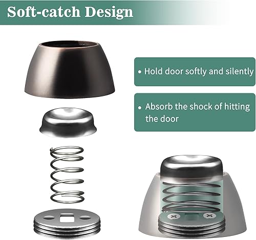 Vista 57 de Paquete de 4 topes magnéticos para puerta, topes de puerta de acero inoxidable, soporte magnético de pared para piso, resistente y moderno