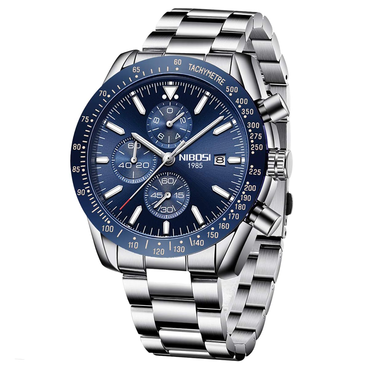 NIBOSI Orologi da uomo analogico al quarzo cronografo impermeabile data luminosa oro rosa argento orologio da polso uomo moda casual orologi per uomini classico elegante regalo in pelle oro nero