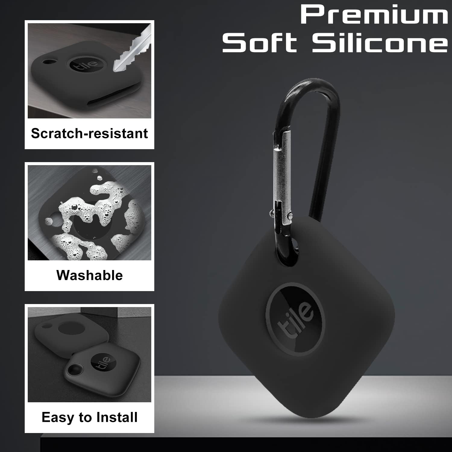 2 pack seltureone silicone case compatible for tile mate 2022 with keychain anti scratch lightweight soft protective sleeve skin cover for tile mat