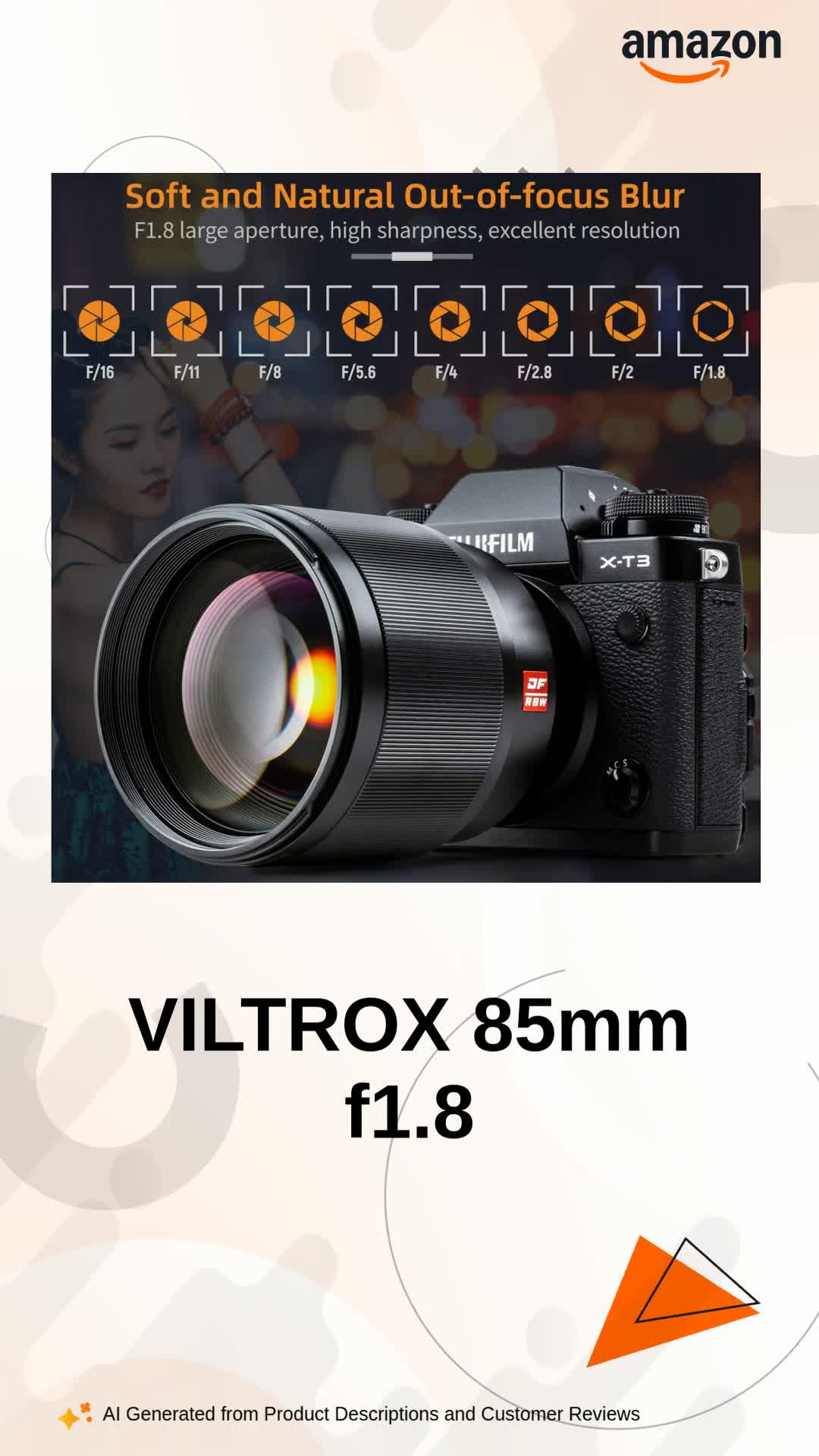 VILTROX 85mm f1.8 Fuji x Mount Lens AF Auto Lens Portrait Fixed