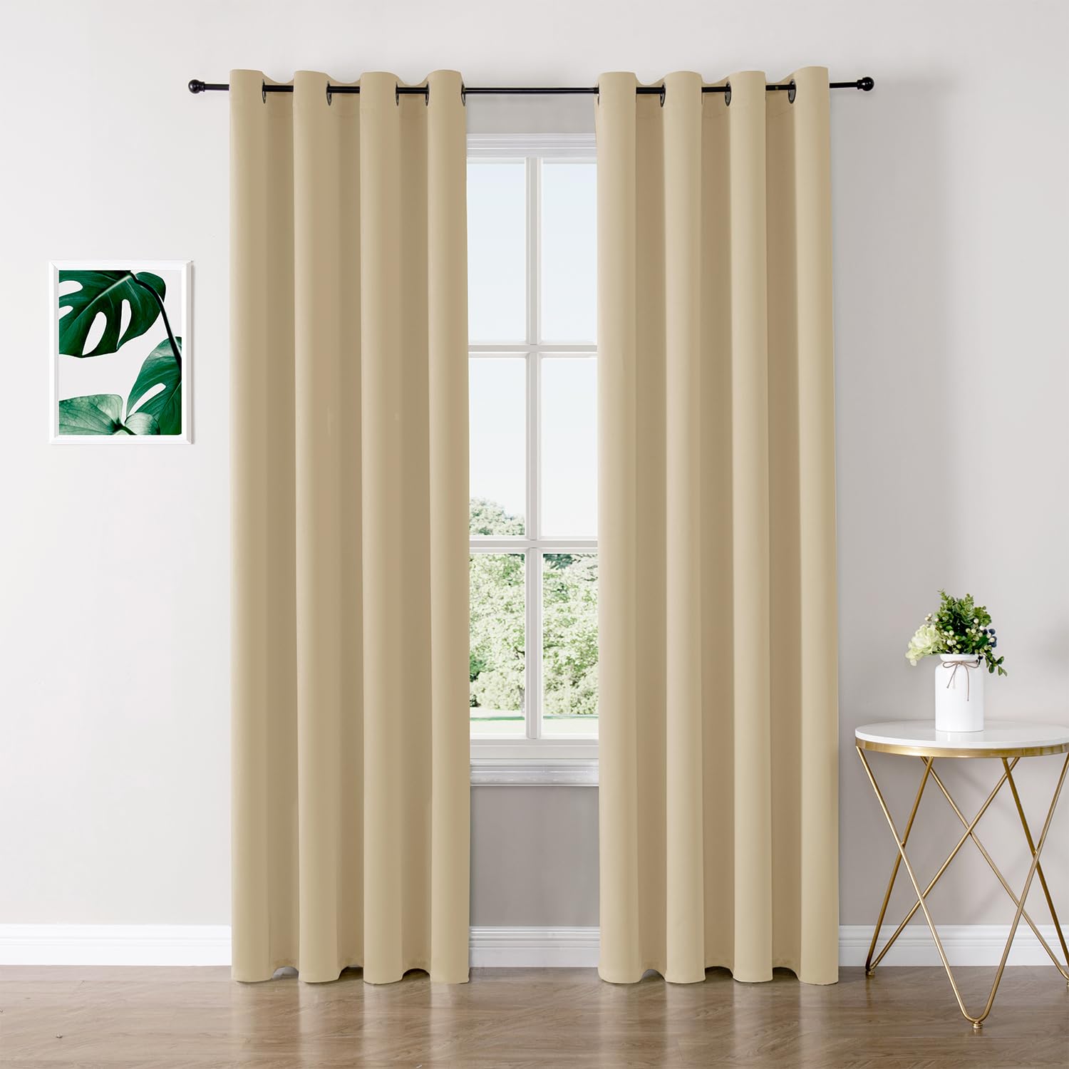 ChrisDowa Blackout Curtains for Bedroom and Living Room 80 Inches Long | 2 Panels Set, Thermal Insulated, Light Blocking, Room Darkening, Grommet, Window Drapes, Biscotti Beige, 52 x 80 Inch 52"W x 80"L (Pack of 2) Biscotti