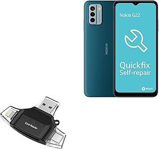 BoxWave Smart Gadget Compatible with Nokia G22 - AllReader SD Card Reader, microSD Card Reader SD Compact USB for Nokia G22 - Jet Black
