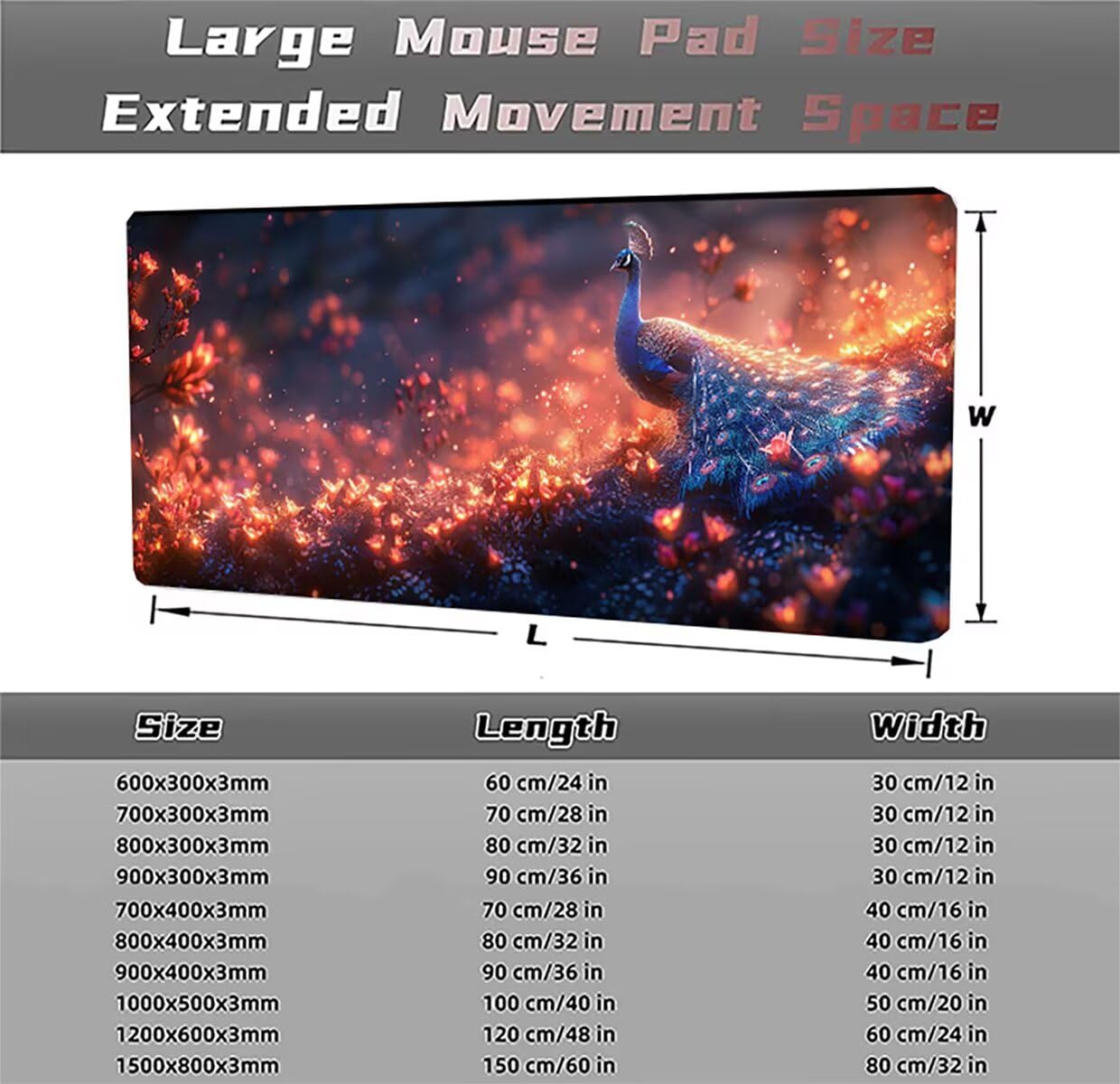 Tappetino per Mouse Gaming XXL 1200x600x3mm– Ufficio Mousepad Grande – Migliora la Velocità e la Precisione Tenuta Stabile Sottomano per Ufficio e Casa Accessori Scrivania Uomo PjY14089 N-U