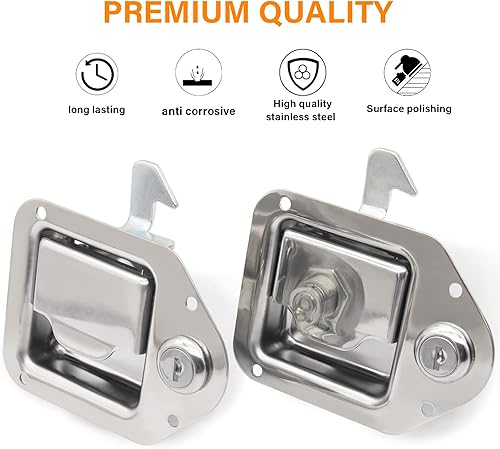 Miniatura 3 de Pestillo de repuesto para caja de herramientas, 2 cajas de herramientas de acero inoxidable para camión, cerradura de pala, mango de repuesto de