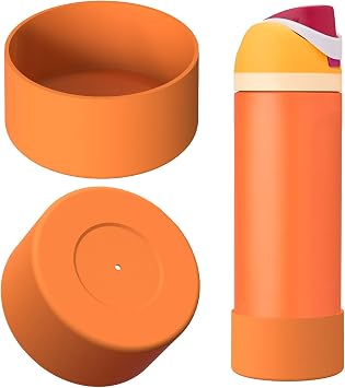 Linkidea 2 Pack Water Bottle Boot Compatible with Owala FreeSip Bottle 24oz, Silicone Anti-Slip Bottle Bottom Bumper Protector Orange