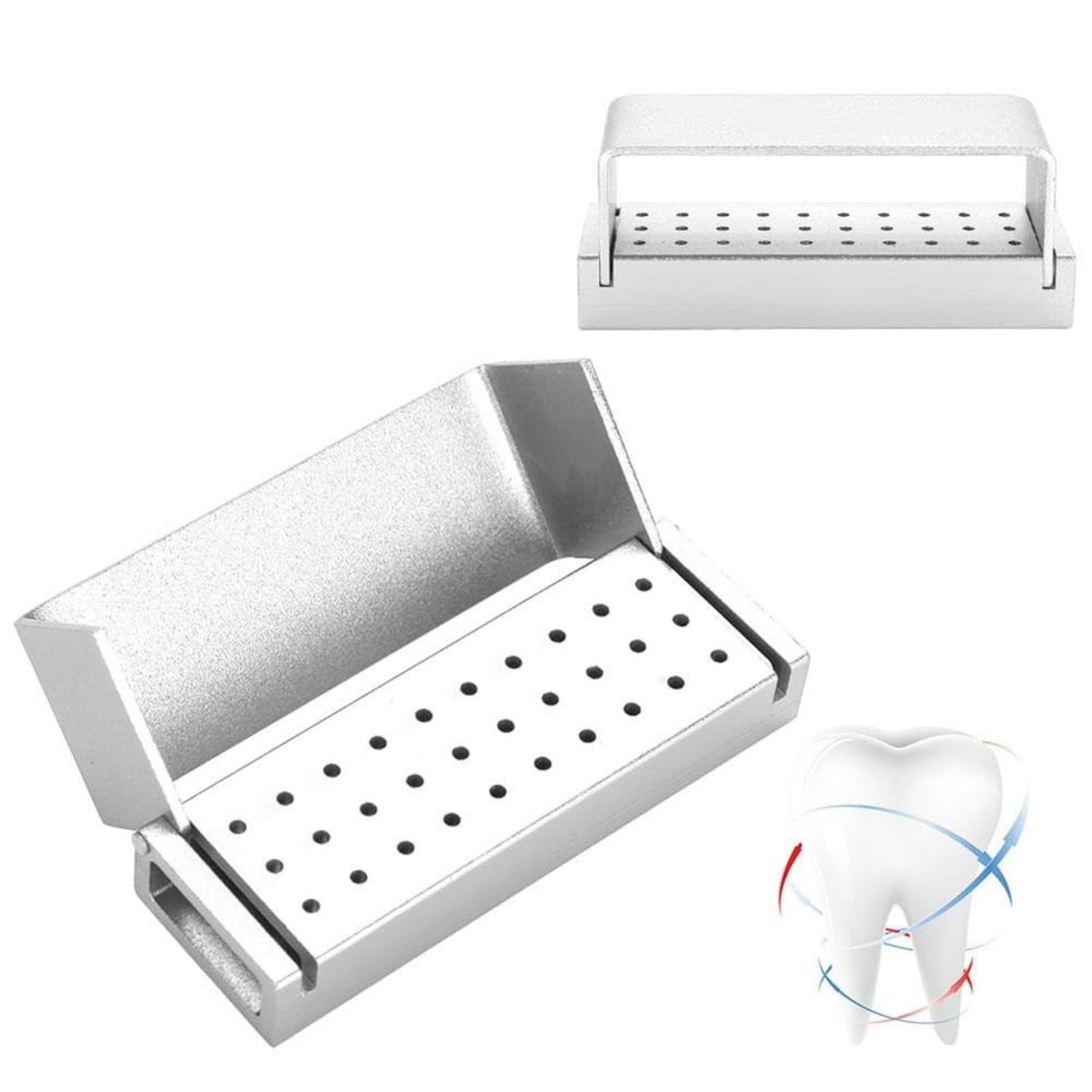 Caja de desinfección dental aluminio 30 agujeros Portafresas autoclavable