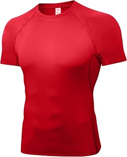 Yuerlian Men's Short Sleeve Compression Shirt, Quick Dry Athletic Base Layer Undershirt Workout Running Gym Sports Top