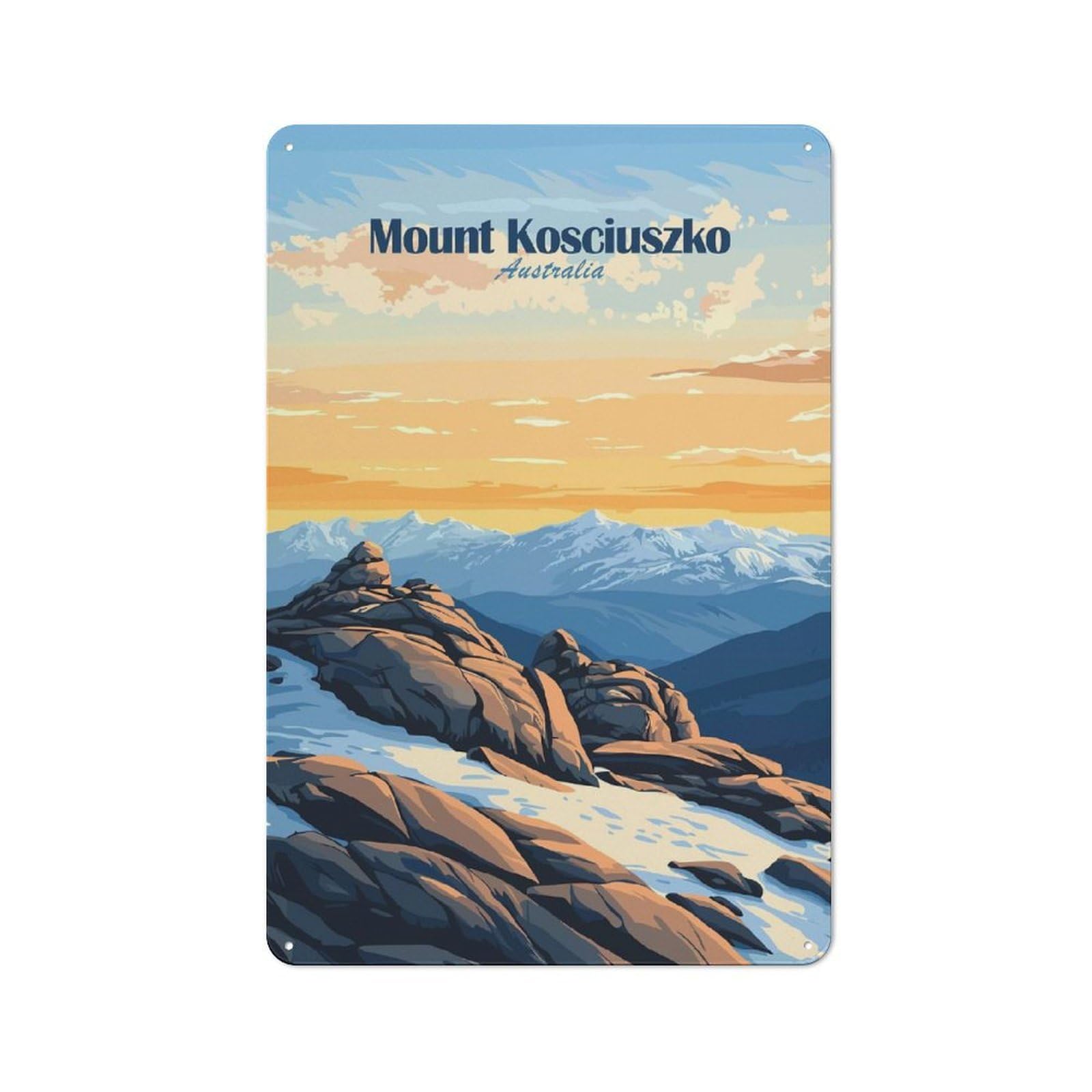 Junmoney Style-12 Garage Style Mount Kosciuszko, Australia Retro Metal Sign 30X20cm, Workshop Wall Decor For Workshop, Basement, Shed Or Games Room
