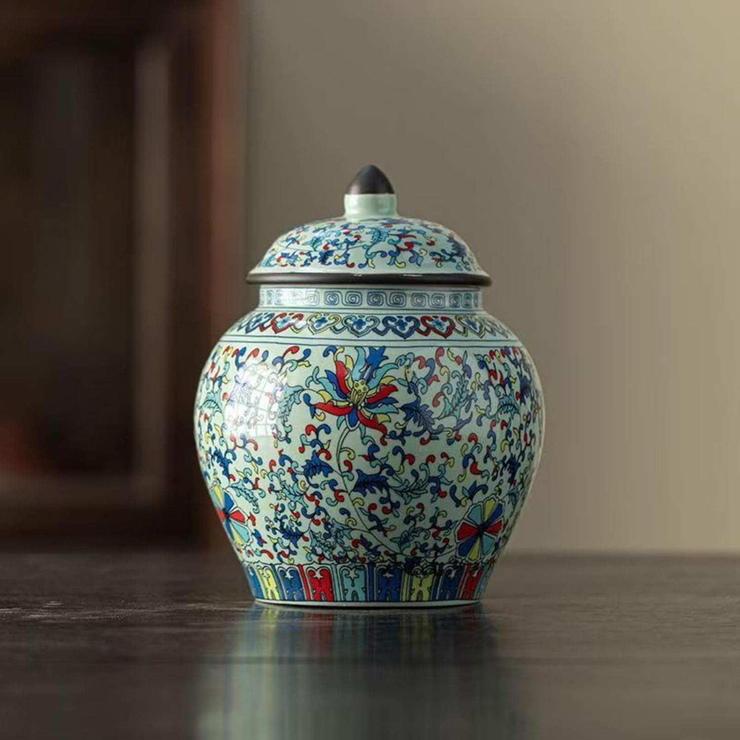 Enamel Colors Ceramics Tea Canister, 900ml 30.6oz, Household Sealed Jar Portable Sealed Storage Tank