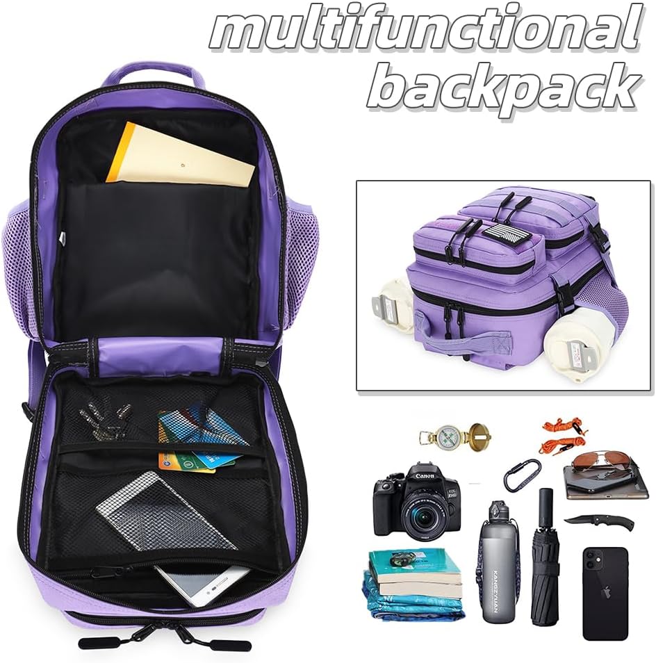 9L Mini Tactical Backpack for Men and Women, Tactical Backpack Small for Hiking, Small Tactical Bag(Light Purple) - Image 5
